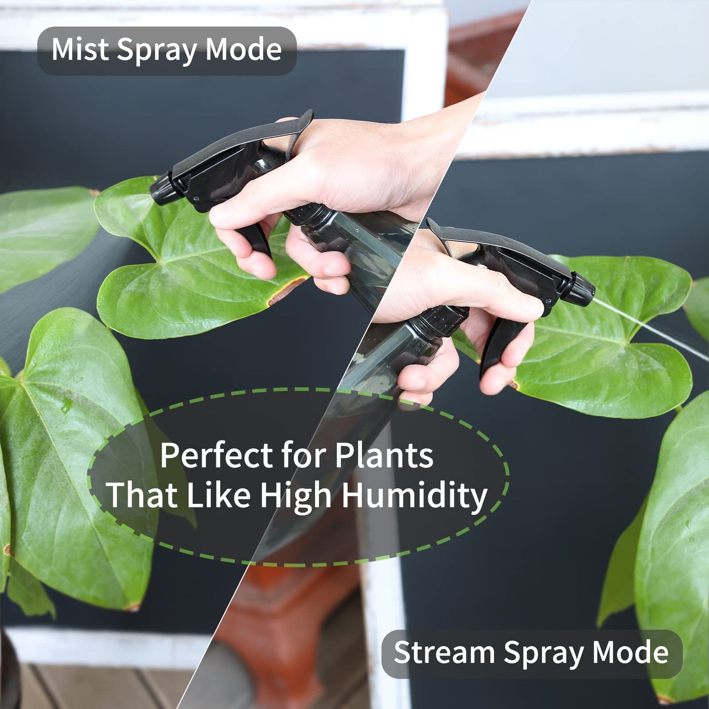 Goowin Watering Can Indoor Plants, 47 oz Long Spout House Plant Flower Watering Can, Creative Wide Opening Plastic Watering Can with 16 oz Spray Bottle & 8.5 oz Squeeze Bottle, Grey