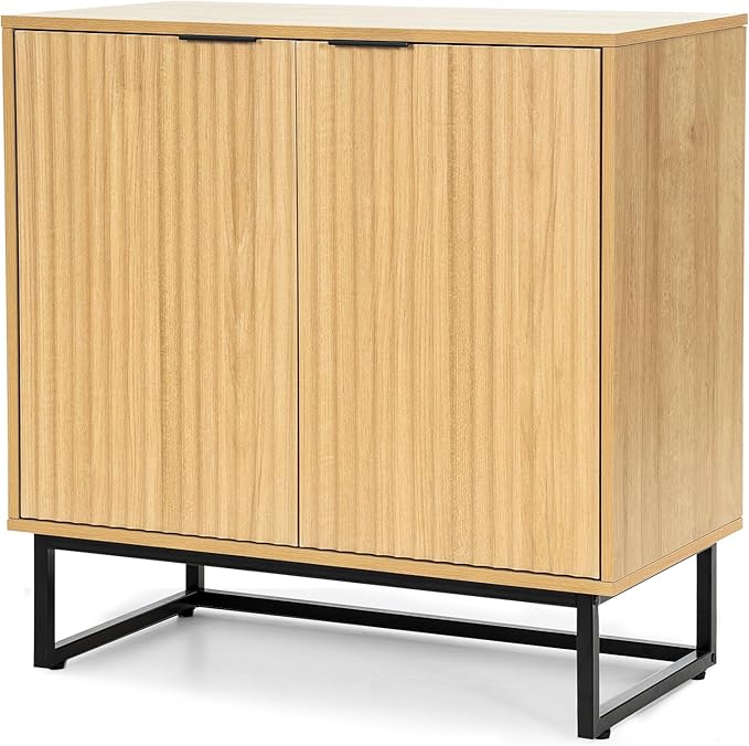 EYYTHUNG Fluted Cabinet with Storage, Sideboard Buffet Cabinet with Adjustable