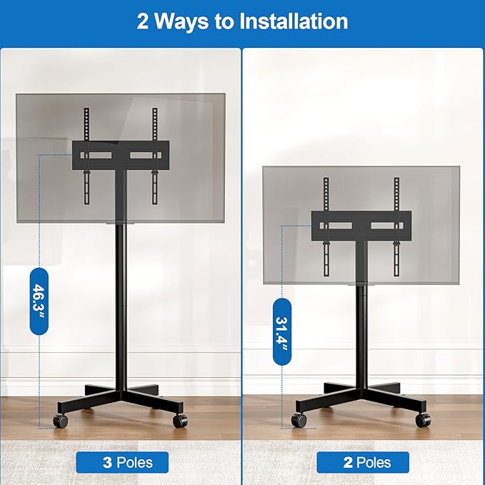 Mobile TV Cart Rolling TV Stand