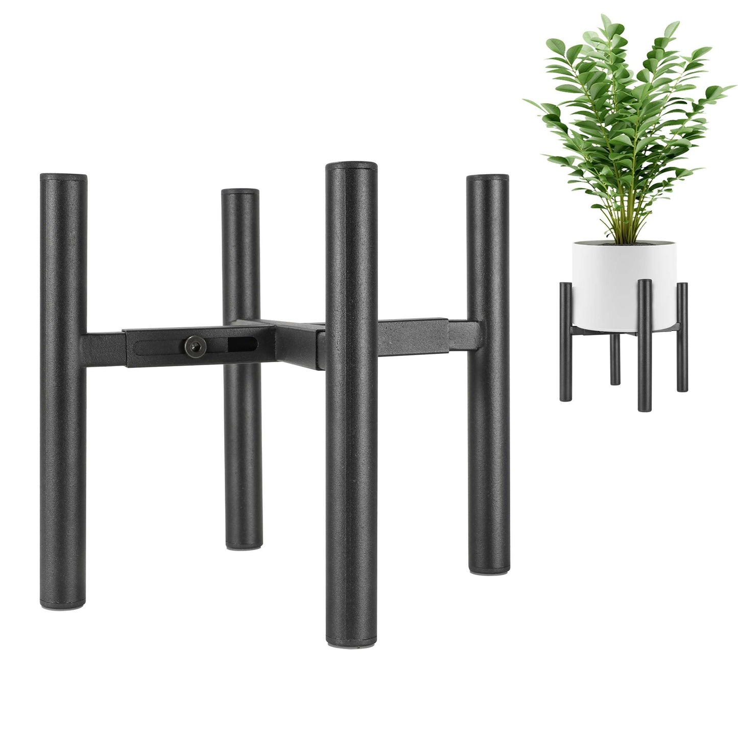 NSYOOMH Adjustable Metal Plant Stand Black, Fits 6-10 Inch Heavy Duty Flower Pots Holder - Floor Single Plant Stands Indoor Outdoor for Corner Planter Outside Potted Plants (Pot Not Included)