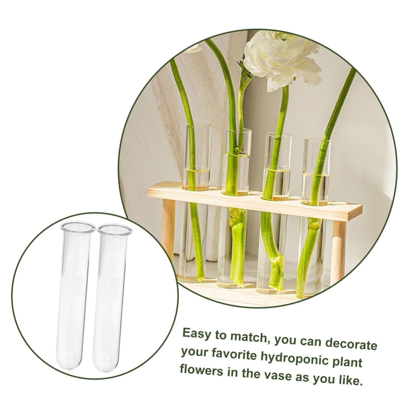 ifundom 4pcs Glass Test Tube Vase Flower Plant Decor for Hydroponic Water Tube Vase Terrarium Decor