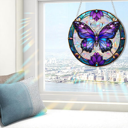 zhuoyaju Acrylic Suncatcher Window Hanging, Butterfly Sun Catcher Rainbow Indoor Window Decoration for Living Room Bedroom Summer Home Balcony Ornaments, 7.87 inches