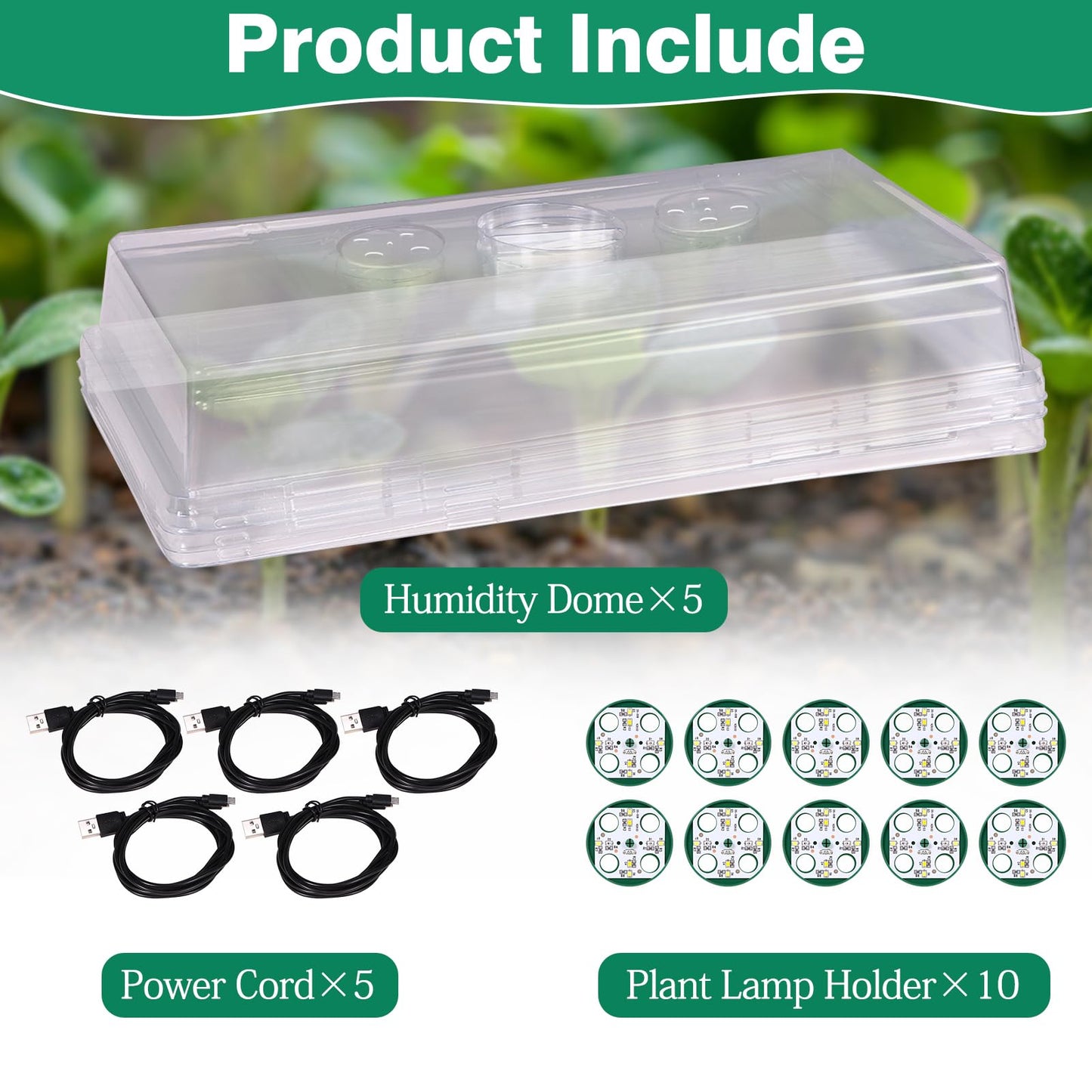 Niuyhe 5 Pack Humidity Dome for 1020 Tray with Grow Light, 21.25"×11.02" Propagation Seed Cloning Lid Adjustable Vented for 10 X 20 Inch Plant Seed Starter Pots