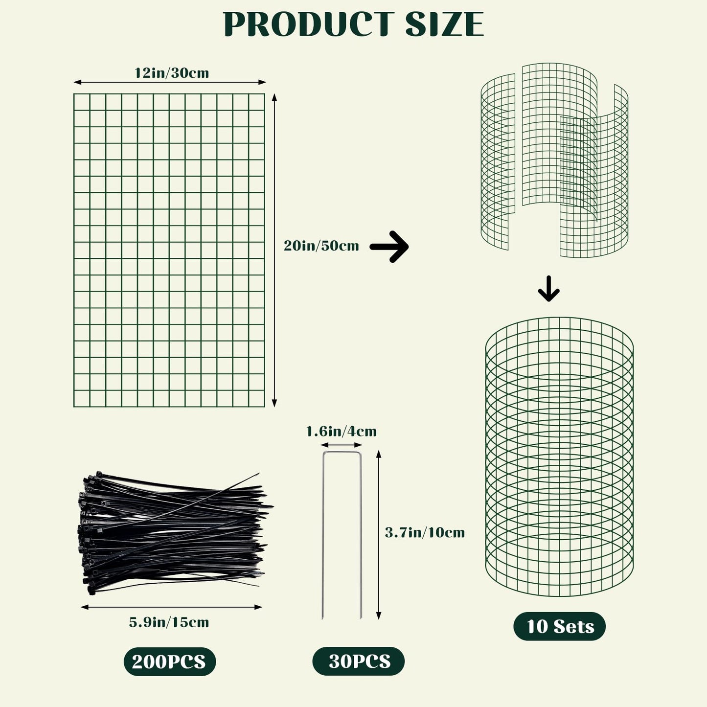 succulentlovers 10 Sets 20"x 12" Wire Plant Protector from Animals, Plant Protector Cages with Zip Ties & Stakes, Garden Plant Protectors Chicken Wire Plant Covers for Flower and Vegetables Protection