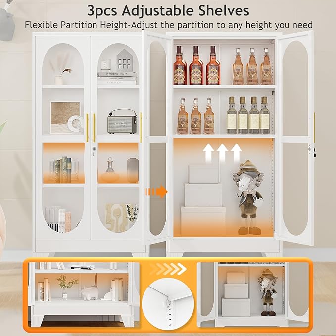 PAOFIN 61" H Locking Display Cabinet