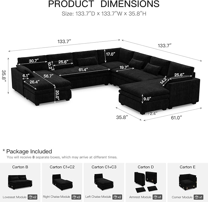 Belffin Large Modular Sectional Sofa