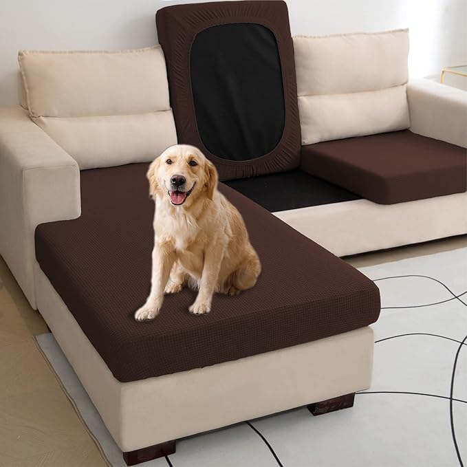 Water Repellent L Shaped Couch Covers, Sofa Seat Cushion Slipcovers, Stretch