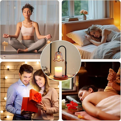 Candle Warmer Lamp Electric: Dimmable Timer Candles Warming Lamps - Height Adjustable Burner Jar - No Flame Scented Melts Wax - All Candle Jars Table Light Home Decor