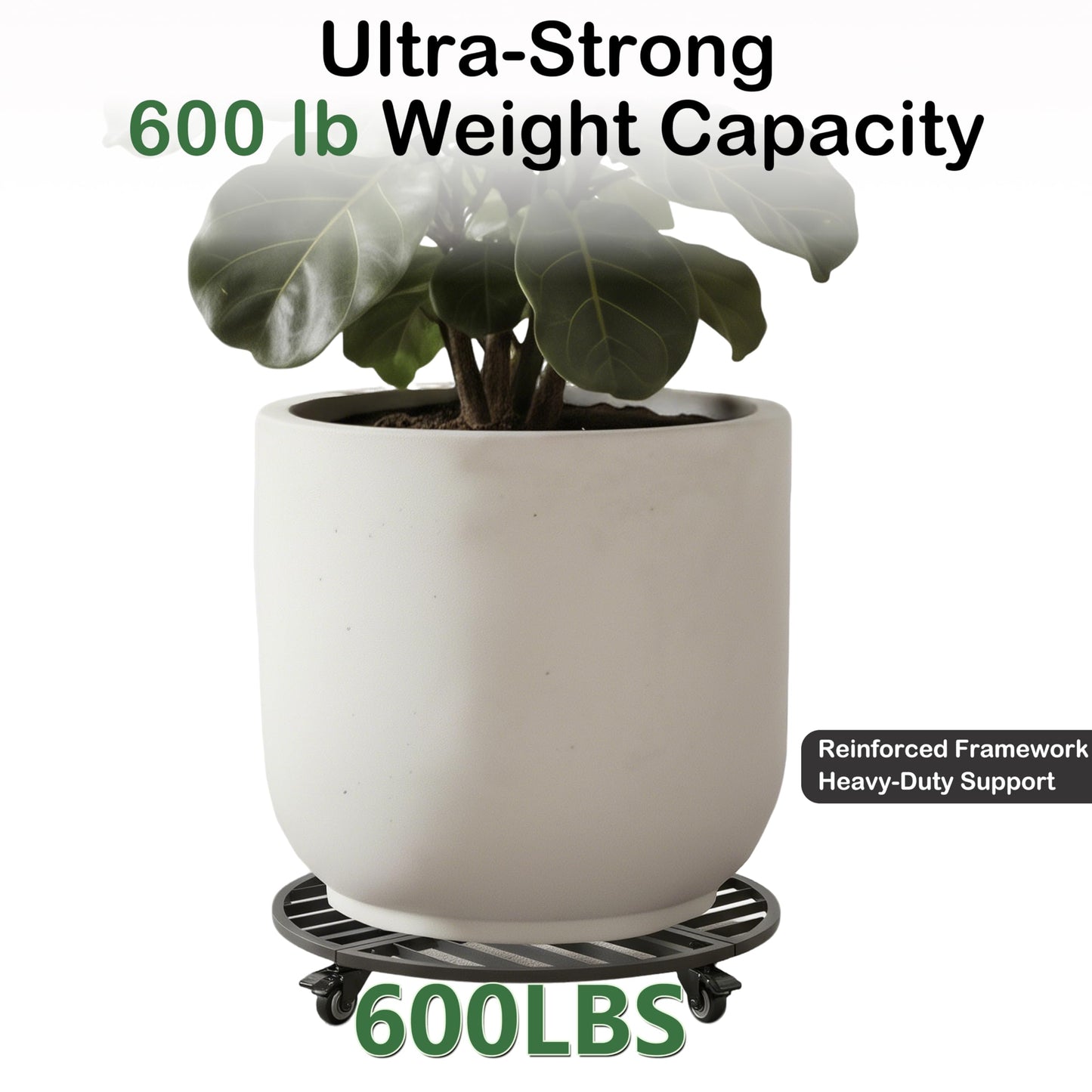 22" Round Metal Plant Caddy with Wheels Heavy Duty, 600lbs Capacity Rust-Proof Plant Stand with Lockable Caster Wheels, Rolling Plant Dolly for Large Planter Pots & Heavy Objects, Indoor Outdoor