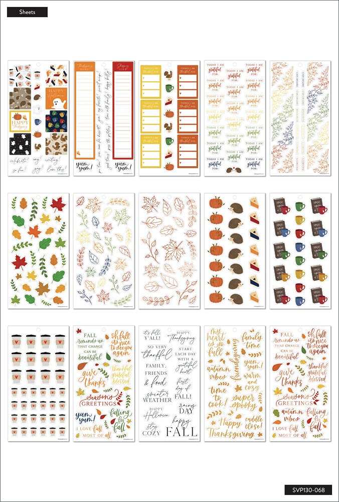The Happy Planner Sticker Pack for Calendars, Journals and Projects –Multi-Color, Easy Peel – Scrapbook Accessories – Fall Seasonal Theme – 30 Sheets, 869 Stickers Total