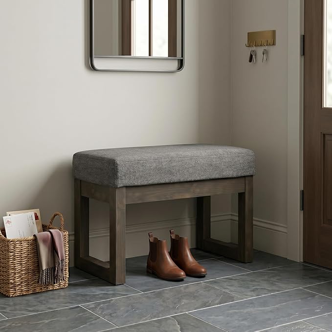 SIMPLIHOME Milltown Small Ottoman Bench