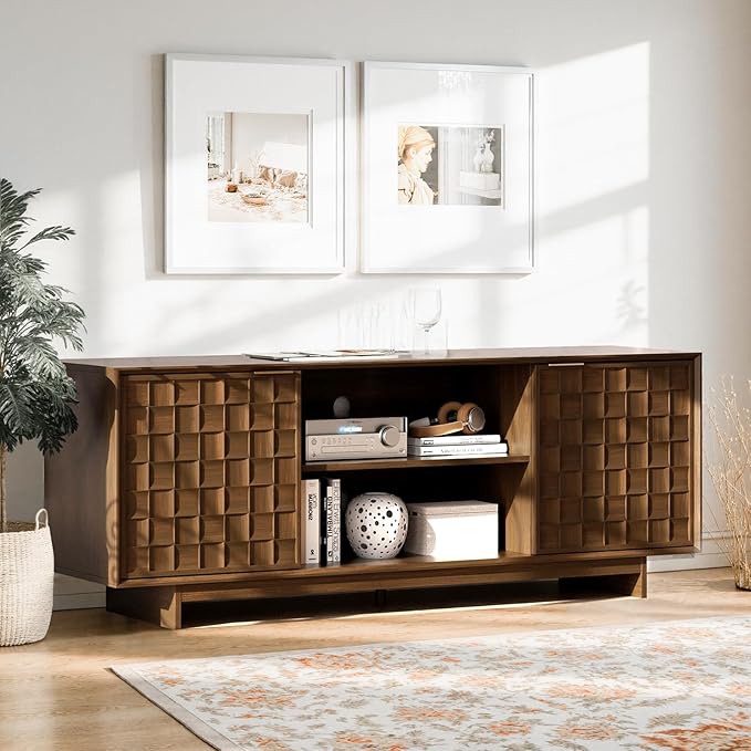 COLAMY TV Stand with Two Doors, Entertainment Center 59" with Adjustable