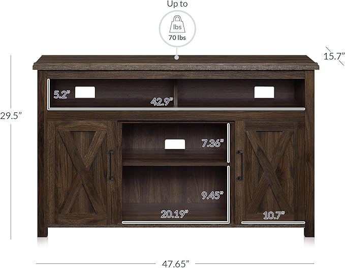 BELLEZE 48” TV Stand for TVs up to 50 Inches, Entertainment Center