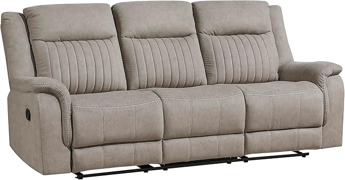 Lexicon Manual Double Reclining Sofa, Polished Microfiber Upholstered 3 Seater