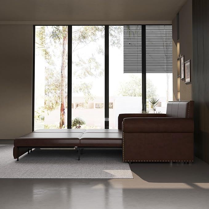 Faux Leather Sleeper Sofa Couch