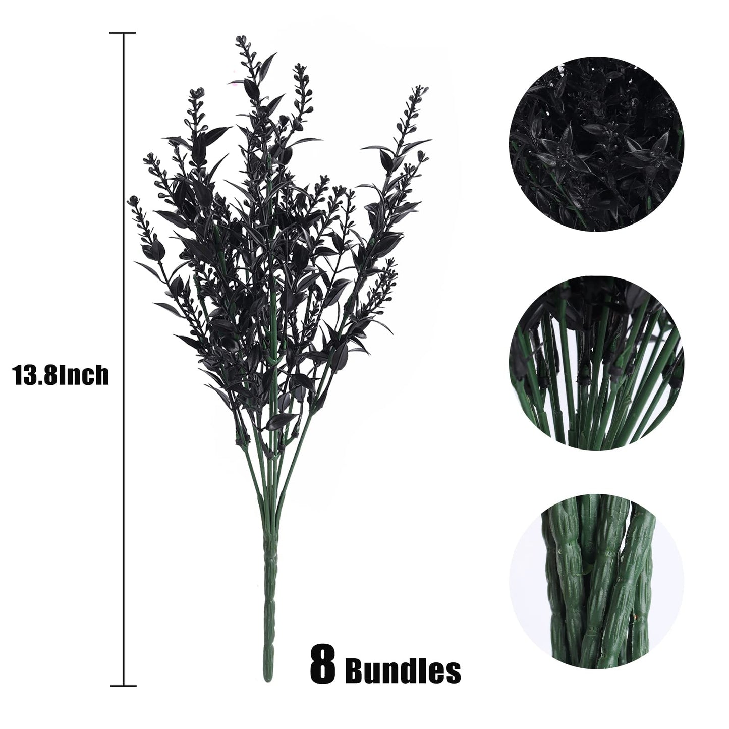 RECUTMS Artificial Flowers Outdoor Fake Plants Artificial Fake Flowers, Faux Outdoor Plastic Plants UV Resistant Shrubs No Fade Faux Plastic Plants Garden Porch Window Box Decorating(Black)