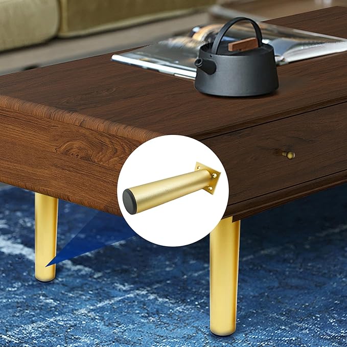 Set of 4 Aluminum Alloy Furniture Legs 7 Inch Height, 1.5 Inch Diameter