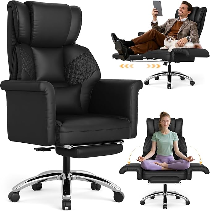 Ergonomic Office Chair with Footrest, Criss Cross Legged Desk Chair with