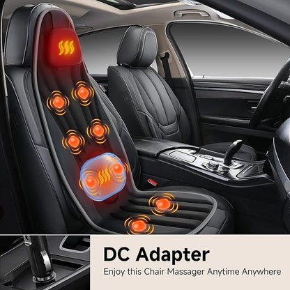 SLOTHMORE Back Massager with Heat Seat Massager for Full Back with 8 Vibrating Motors and 2 Heat Levels, Massage Chair Pad with Lumbar Support Suitable for Office/Home/Gift