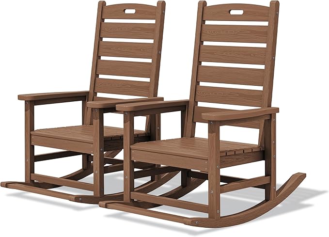 SERWALL Outdoor Rocking Chair Set of 2, Oversized Rocking Chair
