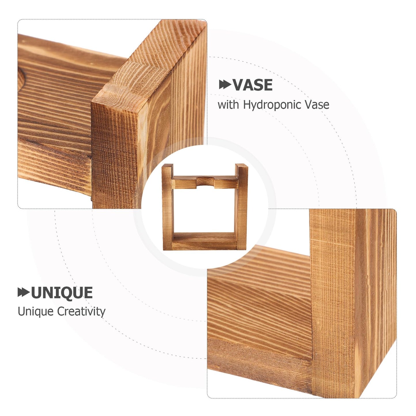 BESPORTBLE Wooden Frame Hydroponic Vase with Bulb Glass for Desktop Propagation Station, Heart-Shaped Terrarium Planter for Home Office Plant Display