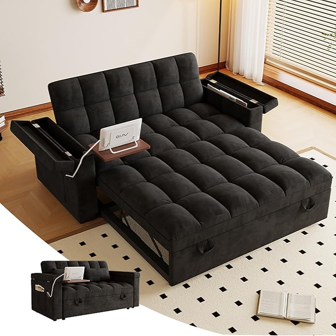 3 in 1 Convertible Sleeper Sofa, 65in Sleeper Couch