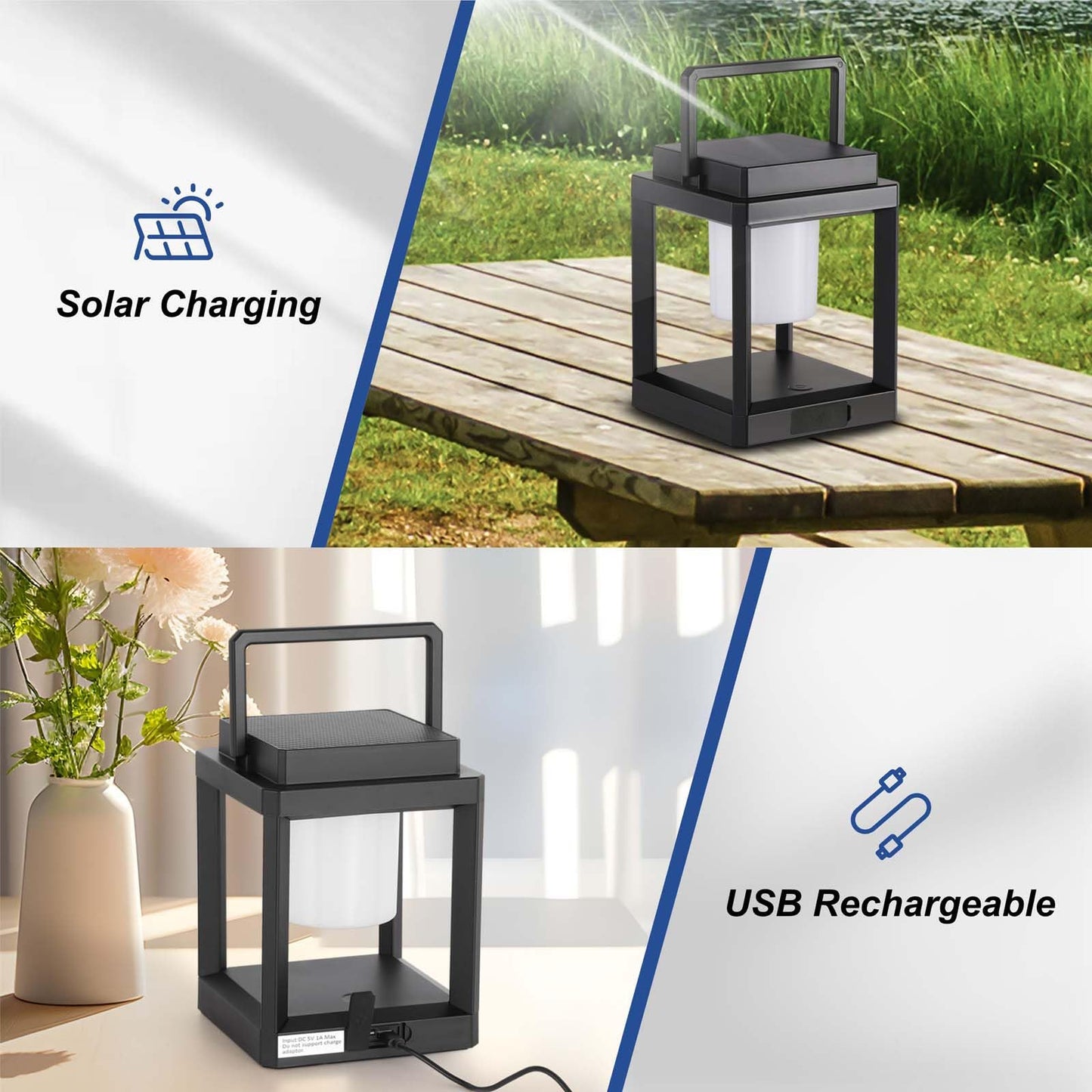 Solar Lantern Outdoor Table Lamp: Portable Hanging LED Lights - Waterproof Decorative Lights for Patio Camping