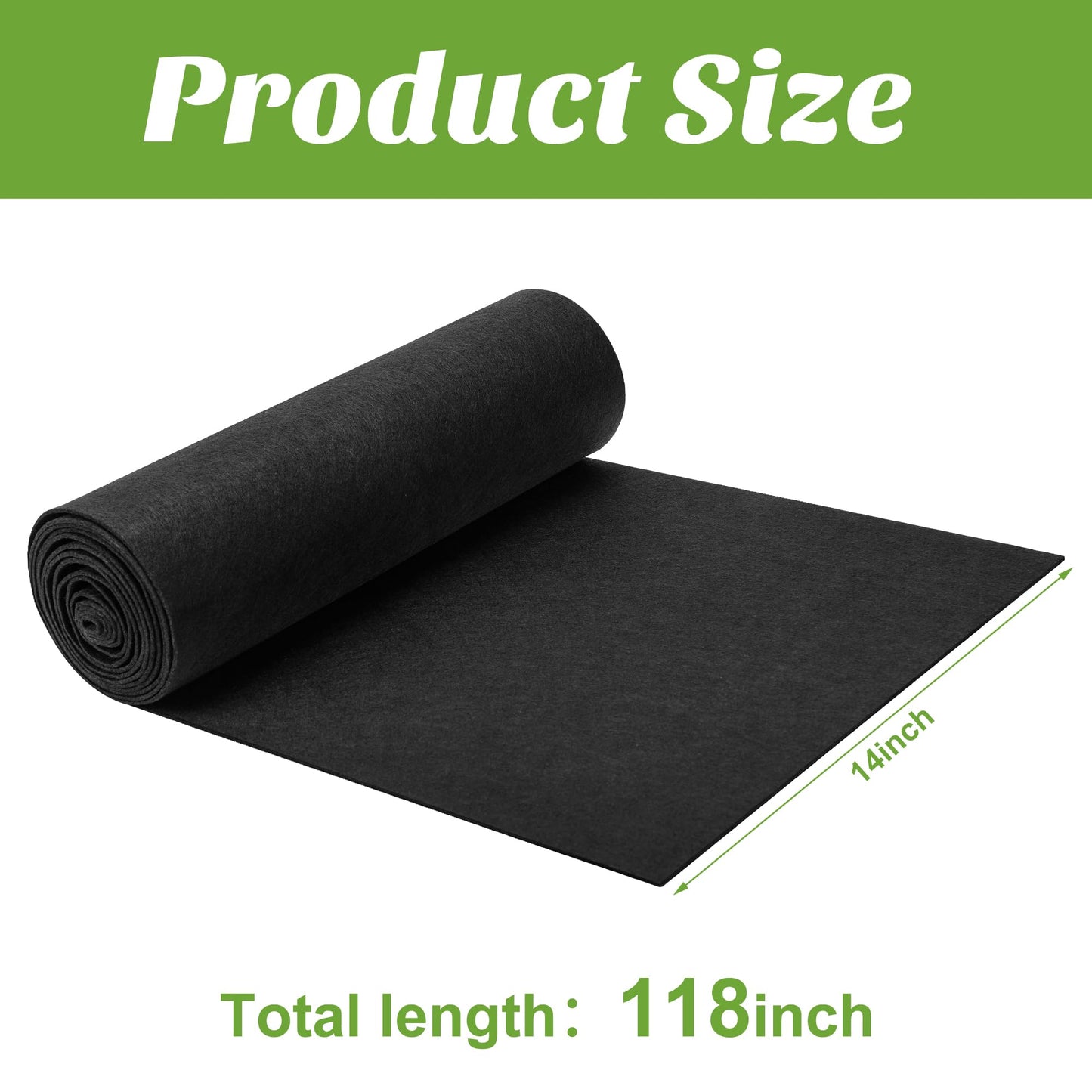 Adnee 118 x 14 Inch Non Woven Flower Pot Liner Roll-Black Felt Hanging Basket Liners Roll-Microgreens Growing Mat Roll for Garden Planter Window Hanging Flower Basket Indoor Outdoor