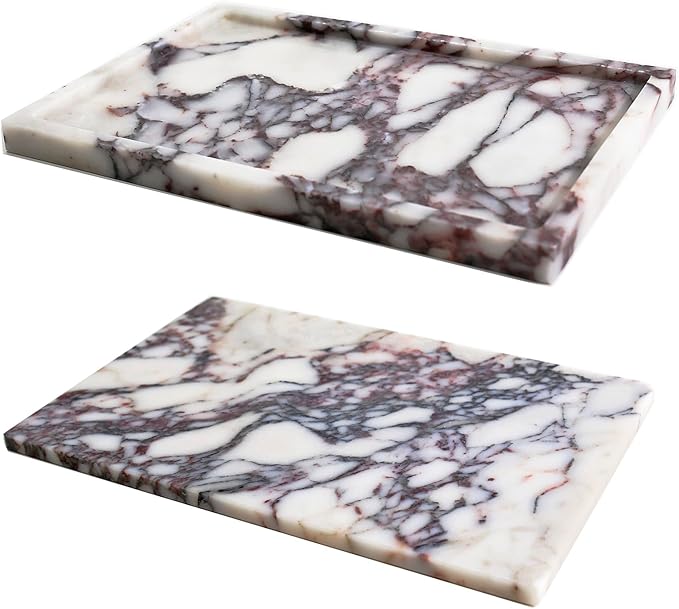 Real Luxurious Natural Marble Vanity Tray Genuine Marble Storage Tray