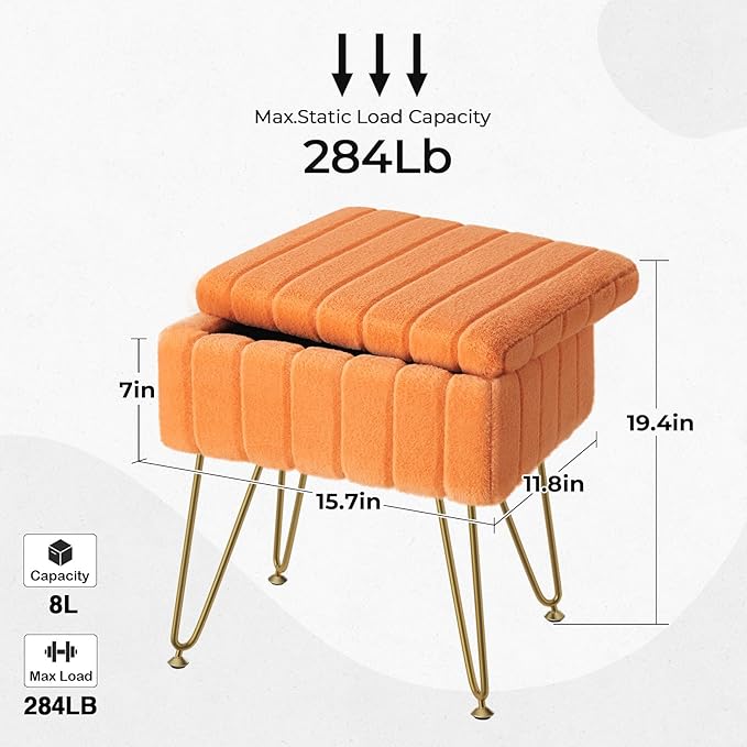 Greenstell Vanity Stool Chair Faux Fur