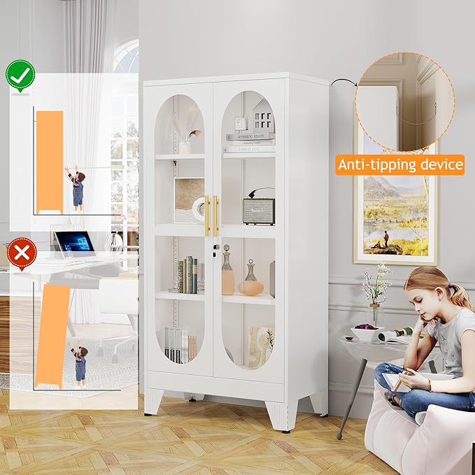 PAOFIN 61" H Locking Display Cabinet