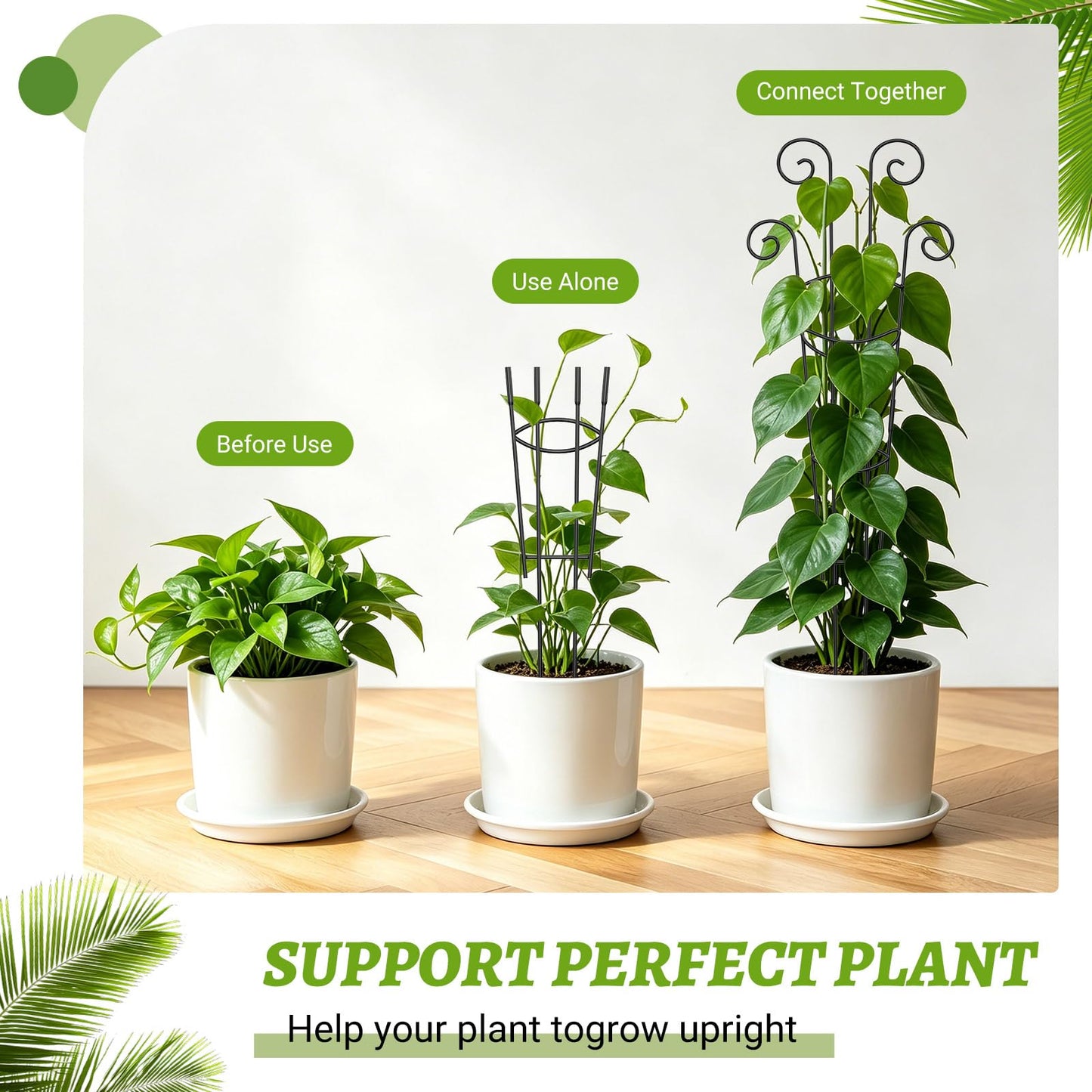 CZMIYRPY Plant Trellis 2 Pack Trellis for Potted Plants 29.96 in Trellis for Climbing Plants Indoor Plant Support Expandable Metal Monstera Plant Support for Pothos Ivy with Plant Ties