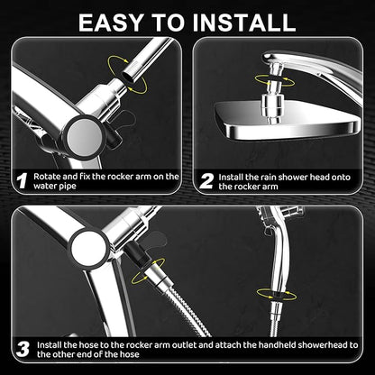 Rain Shower Head with filtered Handheld High Pressure rainfall Shower Heads with Handheld Spray Combo Adjustable one-piece stand daul shower head Built-in Magnetic Docking and Power Jets