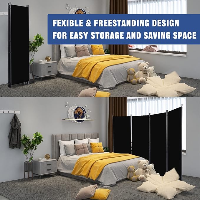 Room Divider 6FT Portable Room Dividers and Folding Privacy Screens, 4 Panel