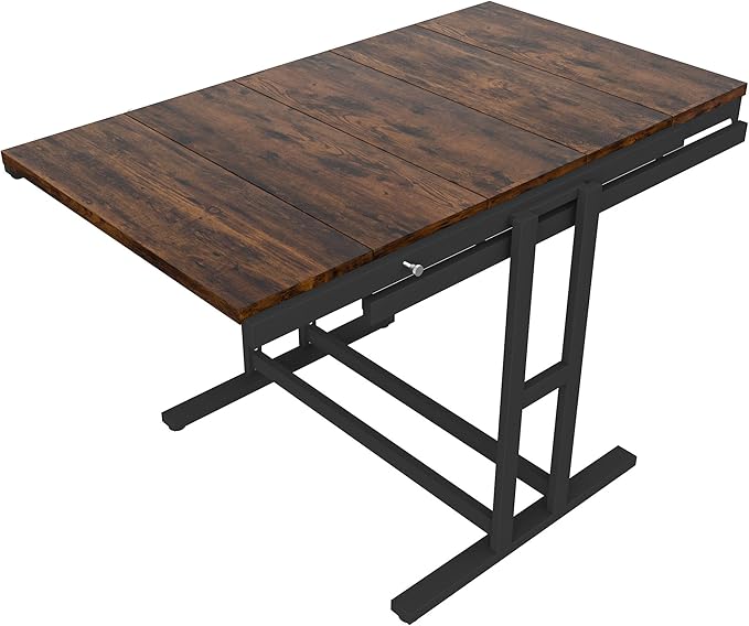 Convertible Dining Table, 2 in 1 Bookshelf to Kitchen Table, Space Saving
