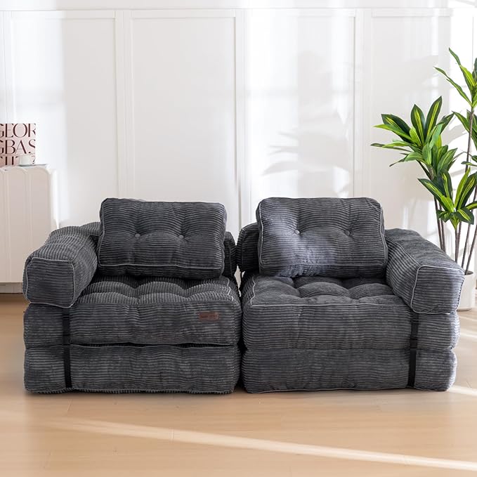 MAXYOYO Folding Sofa Bed, L-Shaped Convertible Sofa Bed