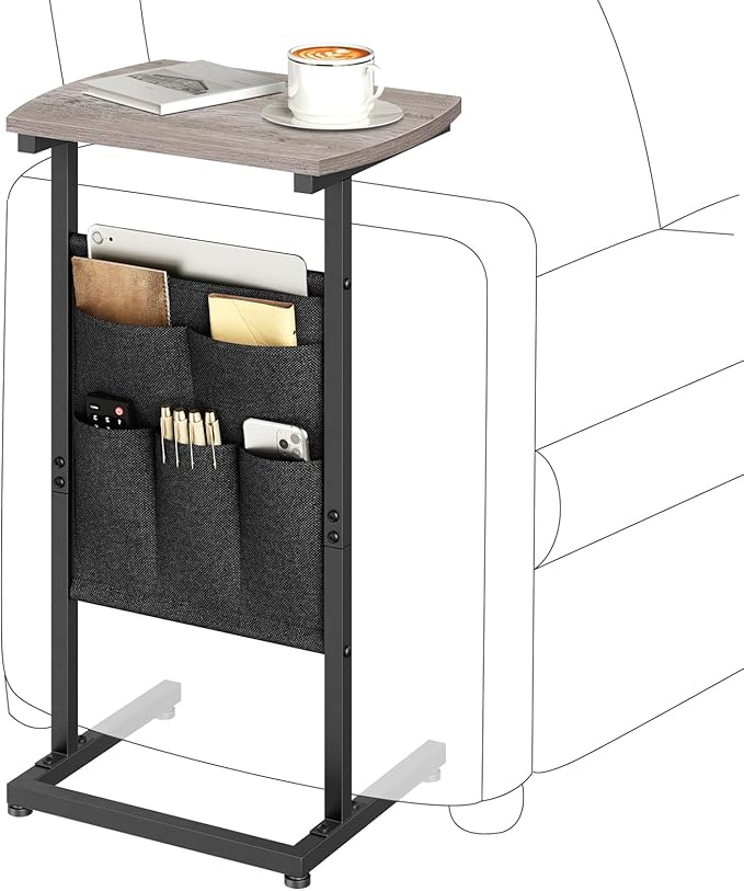 HOOBRO C Shaped End Table, 28.3" Side Table