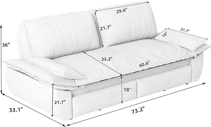 73.2" Sofa Bed Queen, 3-in-1 Pull Out Sofa Bed