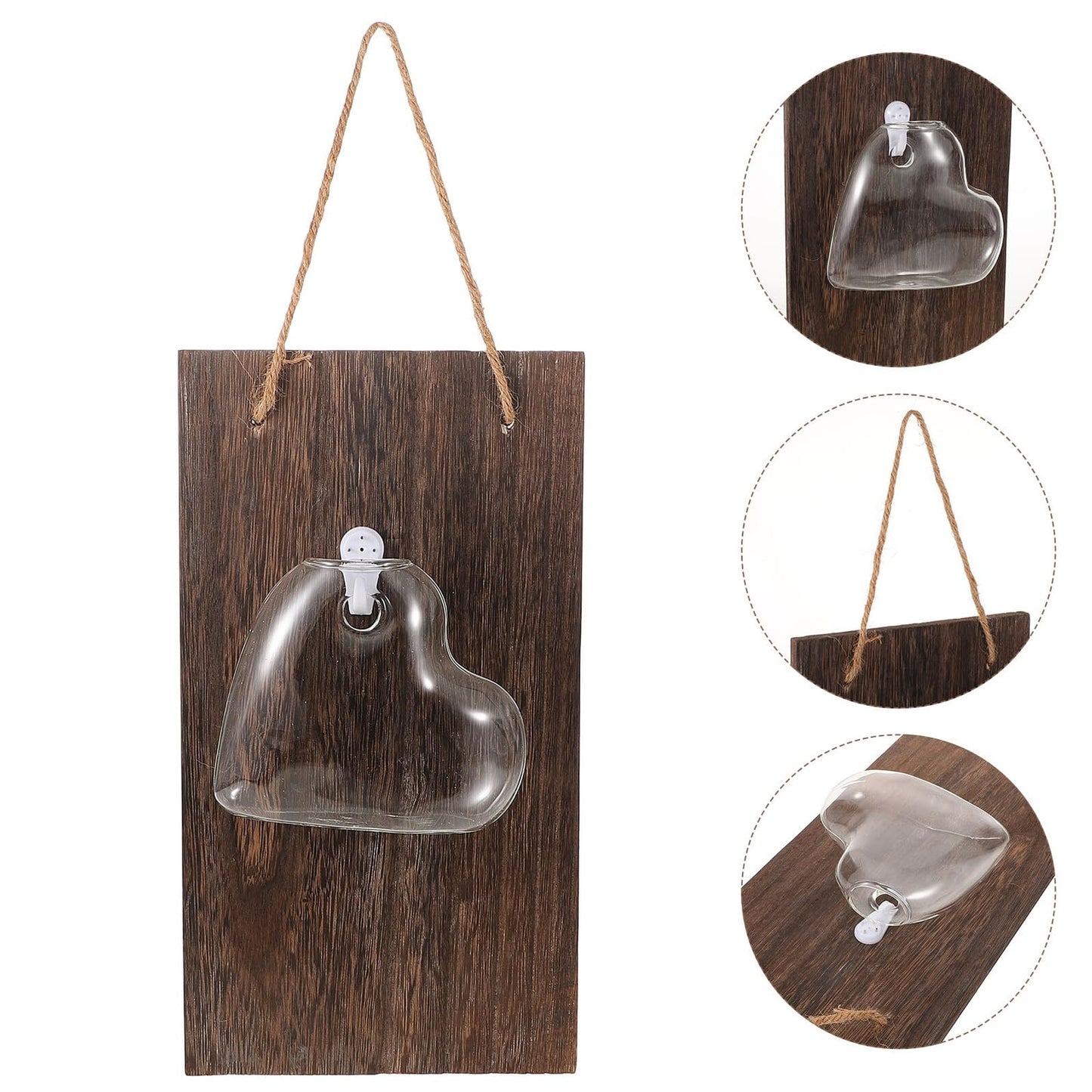 Wakauto Wall Mounted Hydroponic Glass Vase for Indoor Plants, Small Glass Terrarium Flower Pot with Heart Shape, Home Décor for Living Room and Office