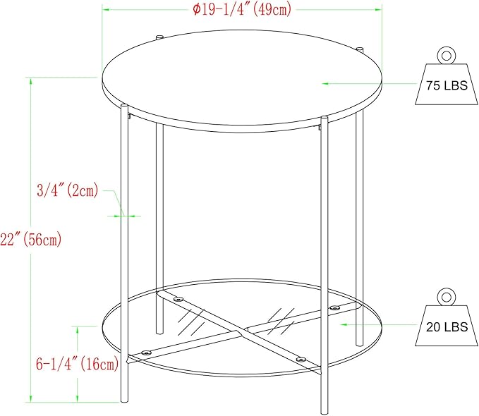 Walker Edison Blaine Mid Century Modern Marble and Glass Round Accent Table