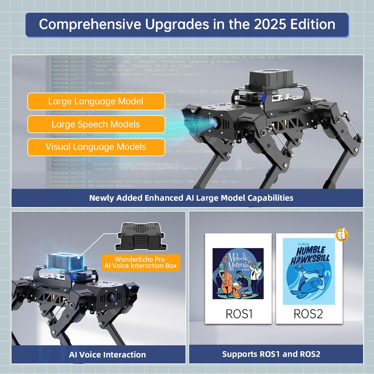 PuppyPi Robot Dog with ChatGPT Large AI Models AI Embodied Intelligence ROS Robotic Dog Vision Scene Voice Understanding SLAM Mapping Navigation Bionic Quadruped Robot, Ultimate Kit & RaspberryPi5 4GB