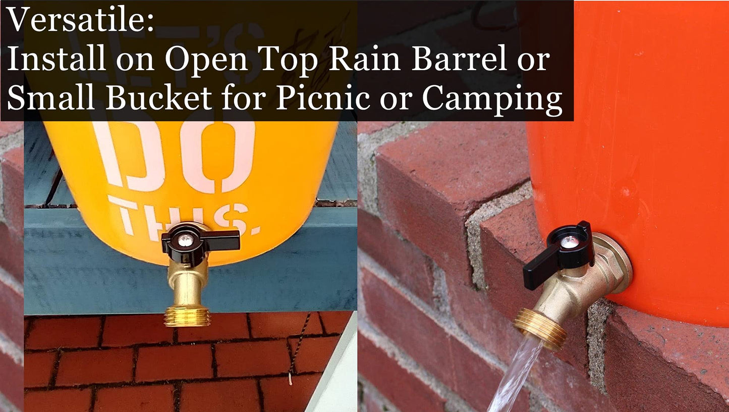RAINPAL RBS005 Brass Water Container/Rain Barrel Quarter Turn Spigot(LF Compliant, For OPEN TOP BARRELS)