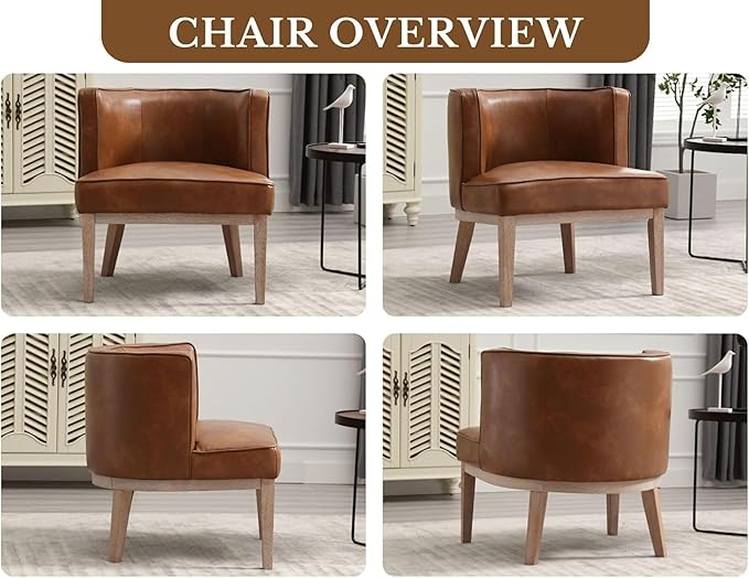 Brown Leather Barrel Chair