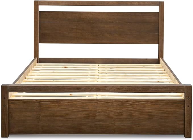 Grain Wood Furniture Loft Queen Size Solid Wood Bed, Brushed Mocha