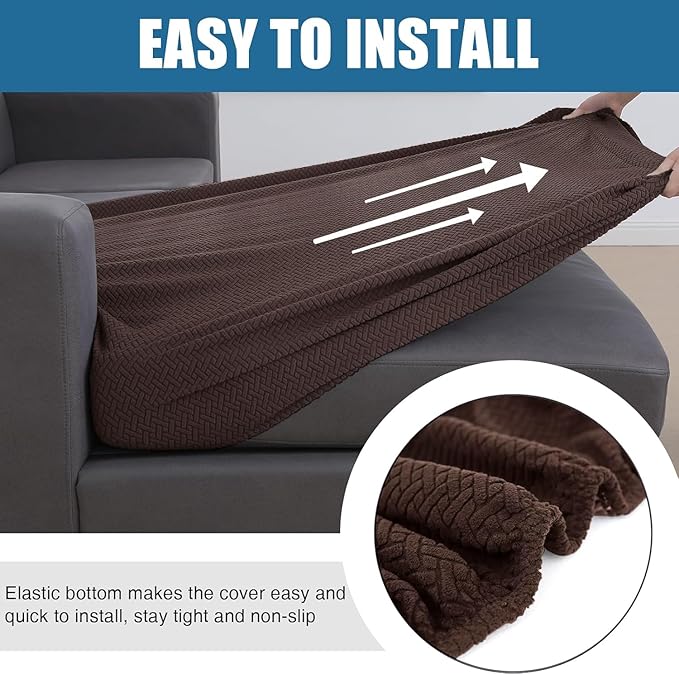 Smiry Waterproof Couch Cushion Covers, Stretch Jacquard Sectional Couch Covers