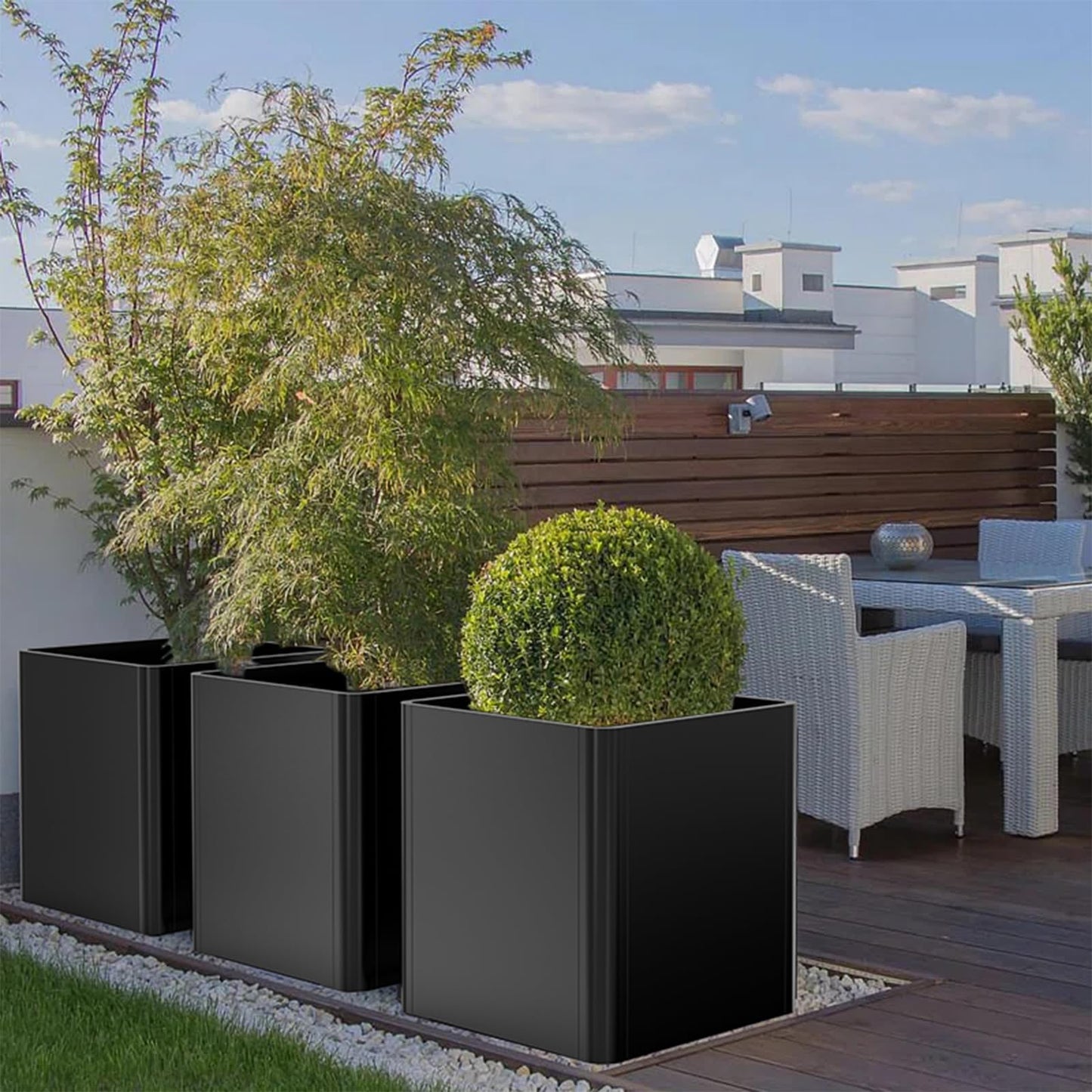 Gardenaire Large Metal Square Planter 26" L x 26" W x 26" H,Steel Planters for Outdoor Plants,Cube Planters for Outdoor Porch,Patio,Garden