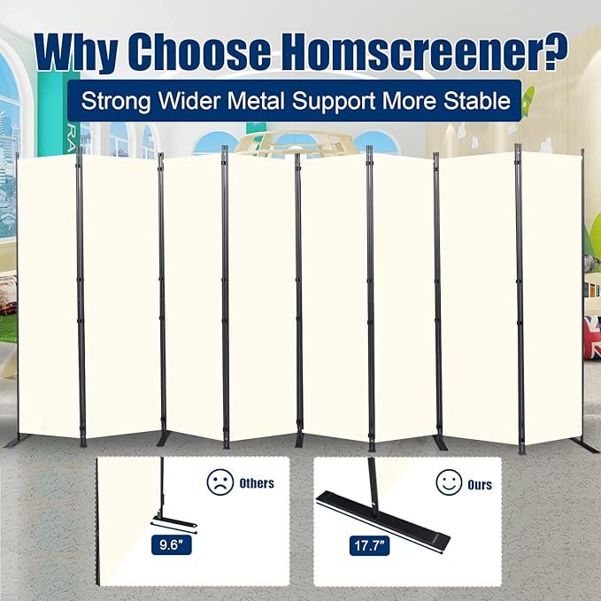 Room Divider 6FT Portable Room Dividers and Folding Privacy Screens, 8 Panel