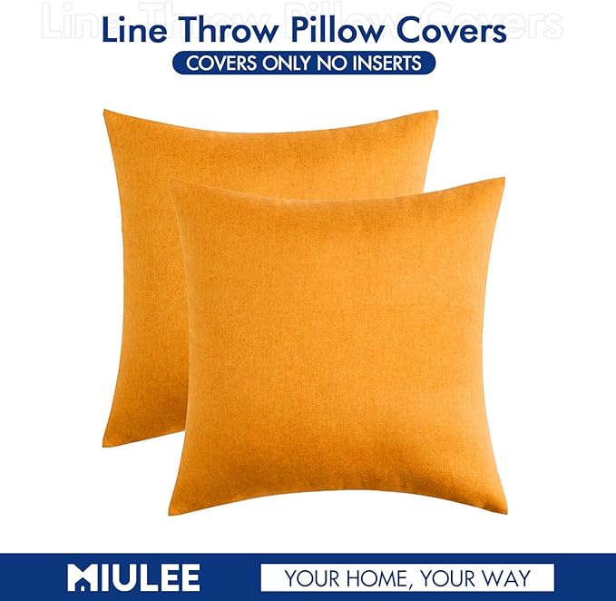MIULEE Pack of 2 Decorative Outdoor Solid Waterproof Throw Pillow Covers Faux