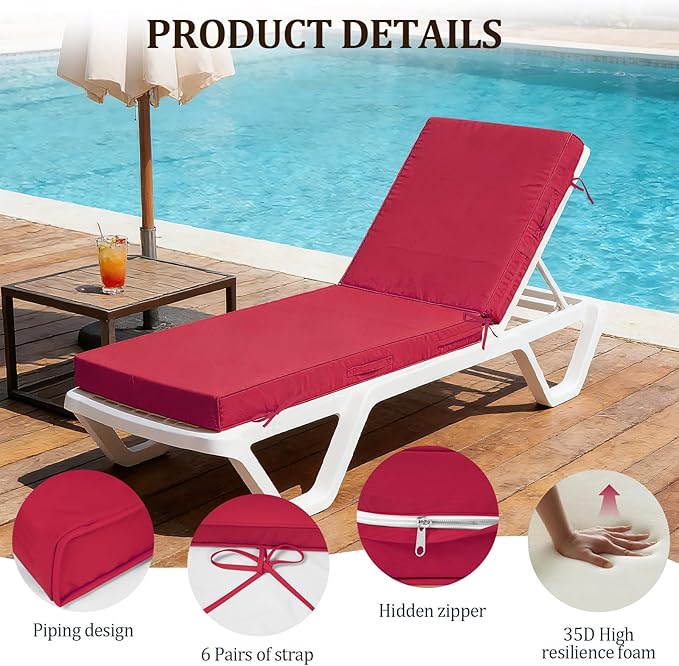 80x26x4in Lounge Cushions for Outdoor Furniture, Outdoor Lounge Chair Cushions