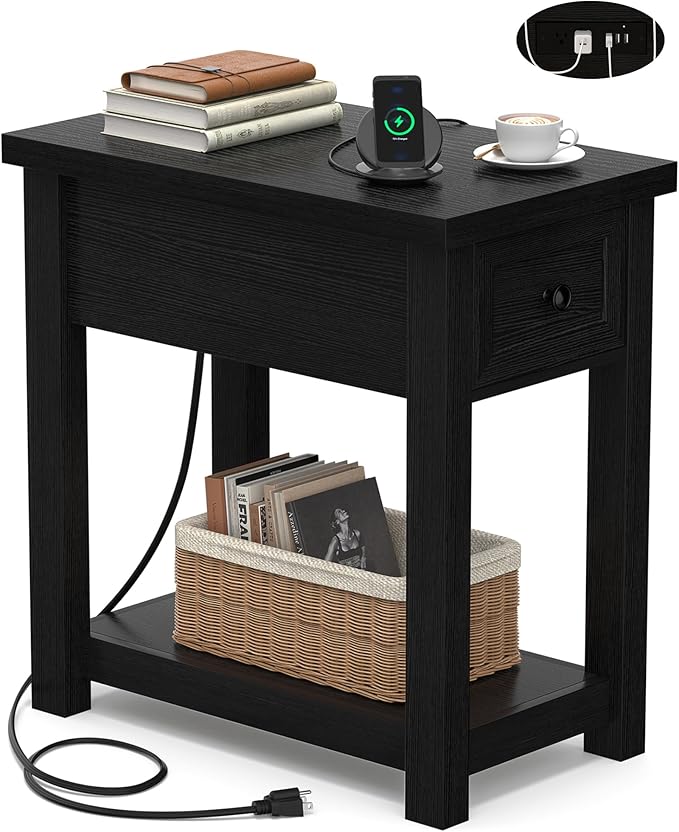 Armocity Narrow End Table with Charging Station
